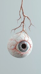 Poster - Surreal Art of Hanging Eye with Veins and Branches in Soft Light