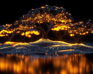 Poster - Glowing Digital Forest Symbolizing Holistic Growth and Education Concept