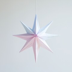 Poster - Softly Colored Origami Star Hanging in Bright Space
