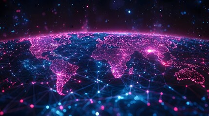 Poster - Glowing Global Trade Routes Highlighting Expanding Business Sales Network