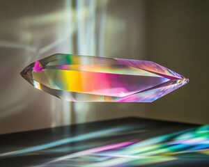 Poster - Colorful Crystal Prism with Light Reflections in Artistic Display