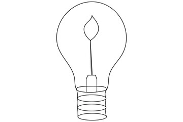Wall Mural - Continuous one simple single line art of light bulb with heart icon outline vector

