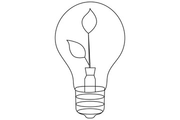 Wall Mural - Continuous one simple single line art of light bulb with heart icon outline vector

