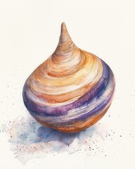 Poster - Whimsical Spiral Shell in Vibrant Watercolor with Artistic Flair