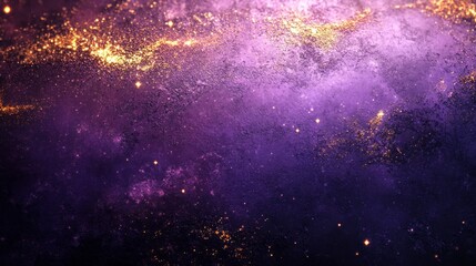 Aufkleber - A mesmerizing cosmic display captivates with swirling shades of purple and gold, as shimmering stardust twinkles against a vast, ethereal backdrop of the universe