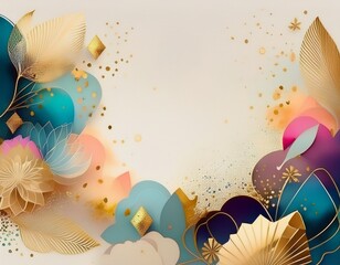 Wall Mural - Elegant abstract border with gold accents in deep, rich hues. Great for event branding, invitations, and sophisticated marketing materials.
