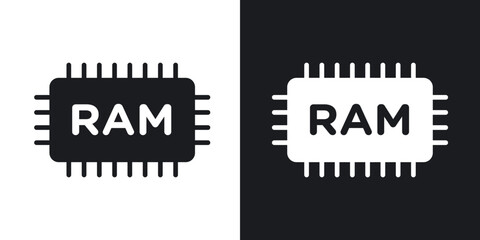 RAM memory icons in solid black and white collection
