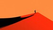 © CamBot - A Solitary Figure Ascending a Crimson Dune Under an Orange Sky