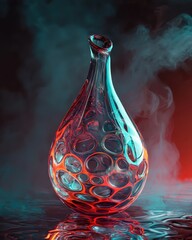 Poster - Beautiful Abstract Glass Vase with Colorful Smoke Background