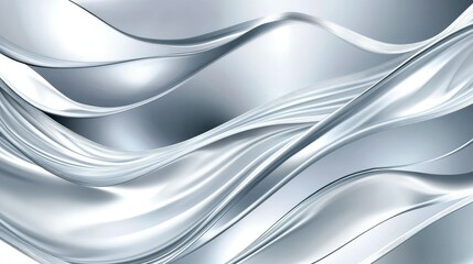 Fototapete - Elegant silver gradient waves forming a soft abstract metal texture