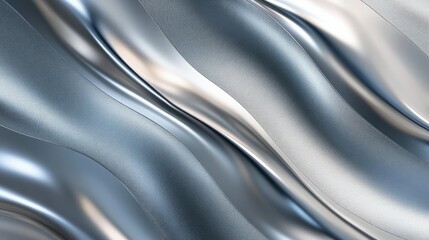 Fototapete - Elegant silver gradient waves forming a soft abstract metal texture