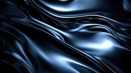 Fototapete - Futuristic liquid metal background with smooth 3D fluid reflections.