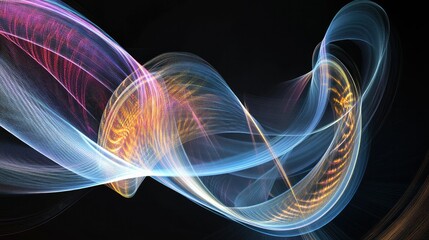 Aufkleber - futuristic light trails forming an abstract pattern in a deep black space