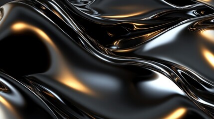 Fototapete - Futuristic liquid metal background with smooth 3D fluid reflections.