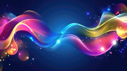 Fototapete - High-resolution abstract background with fluid metallic textures and glowing neon hues