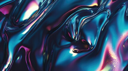 Aufkleber - Liquid iridescent abstract texture with colorful metallic highlights