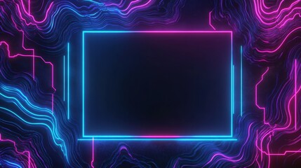 Aufkleber - Vibrant Neon Background with Glowing Frame, Symbolizing Futuristic Technology and Modern Design. Perfect for Tech Websites, Game Banners, and Sci-Fi Projects.