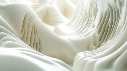 Fototapete - Minimalist white abstract background with soft wavy patterns and clean design