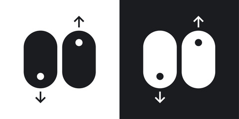 Scroll down up vector icon set in solid style.