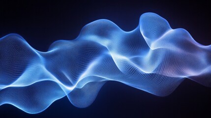 Poster - Intricate waves of luminous blue light dance and swirl gracefully in a mesmerizing display, showcasing a stunning interplay of shadows and highlights
