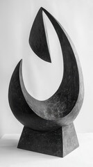 Poster - Abstract black sculpture with flowing curves and dynamic forms