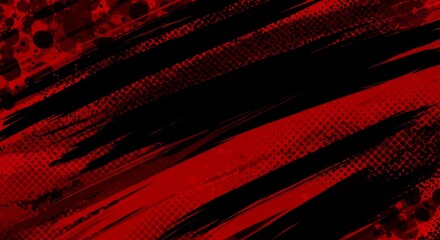 Wall Mural - black and red abstract background with brushstroke and halftone style