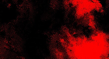 Wall Mural - black and red abstract background with brushstroke and halftone style