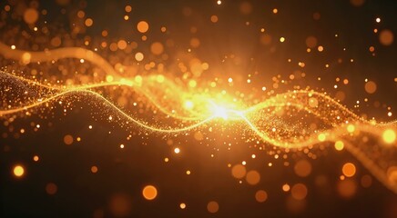 Fototapete - Conceptual visualization of light energy and movement through a futuristic golden burst