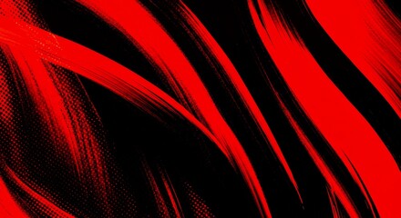 Wall Mural - black and red abstract background with brushstroke and halftone style