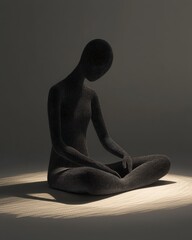 Poster - Abstract Human Figure in Meditative Pose with Soft Light Effect