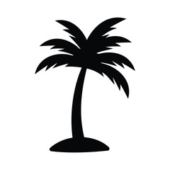 black palm trees set isolated on white background