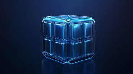Poster - Sleek Metallic Blue Icon Symbolizing Database Technology and Innovation