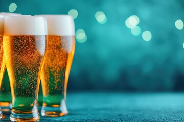 Poster - Refreshing beer glasses sparkling on a festive table