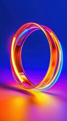 Poster - Colorful Abstract Neon Light Ring in Vibrant Backgrounds