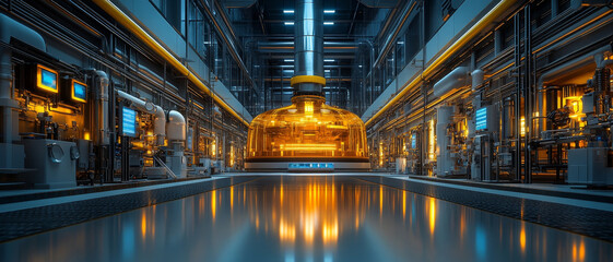Poster - industrial grade filtration control center with advanced technology and glowing elements