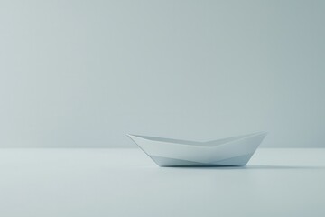 Poster - Minimalistic Paper Boat on Smooth Surface with Soft Background