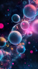 Wall Mural - microscopic cellular structures: a glowing exploration of life's building blocks