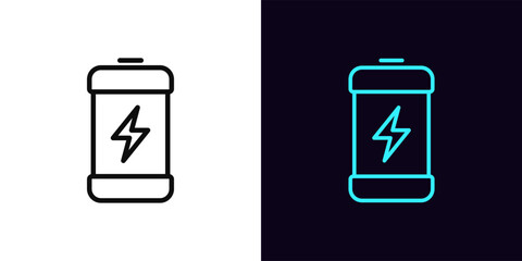 Poster - outline electric battery icon, with editable stroke. battery with lightning icon, charging accumulat