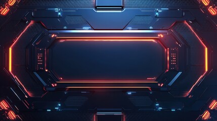 Wall Mural - futuristic abstract background with glowing neon orange and blue lines, symbolizing technology and i