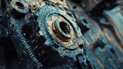 Wall Mural - rusty gears: industrial metal texture background