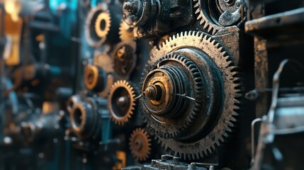 Canvas Print - intricate industrial gears: a close-up view of metal machinery