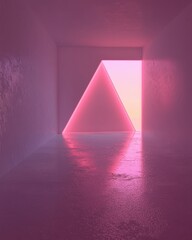 Poster - Minimalist Pink Triangle Light in Contemporary Space Design
