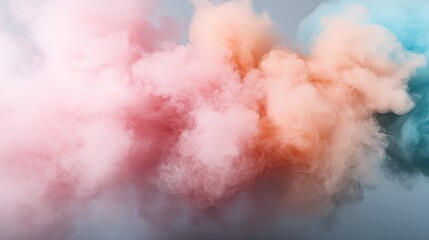 Poster - This artistic representation of swirling pink and blue smoke against a gray backdrop creates a mesmerizing visual that captivates the imagination.