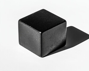 Poster - Black Cube on White Background with Shadow and Highlights
