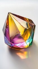 Poster - Colorful Geometric Crystal Displaying Light Reflections and Refractions
