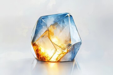 Poster - Prismatic Faceted Gemstone with Warm Radiance and Abstract Design