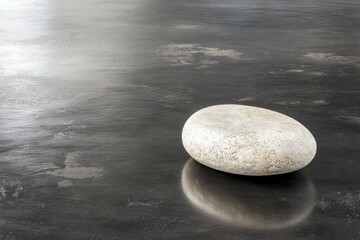 Poster - Smooth Pebble on Dark Surface with Reflective Texture and Light Effect