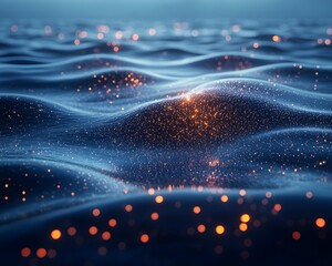 Poster - Glowing Wave Energy Converters in Serene Ocean Landscape Renewable Resource Management Concept