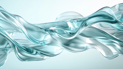 Poster - An abstract representation of fluid curves in soft teal tones, creating a sense of calmness and movement, reflecting the beauty of water and nature's elegance.