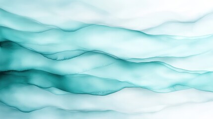 Poster - This serene abstract artwork features gentle waves of soft aqua and white hues that evoke a sense of calm and tranquility, suitable for any modern space decor.